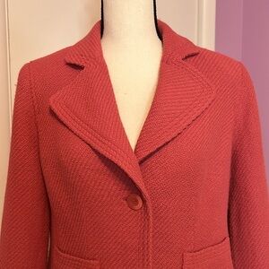 I.E. Single Button Salmon Tweed Style Pink Blazer Size Large Petite.